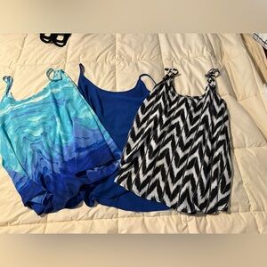 Blue and Black Patterned Tank Tops